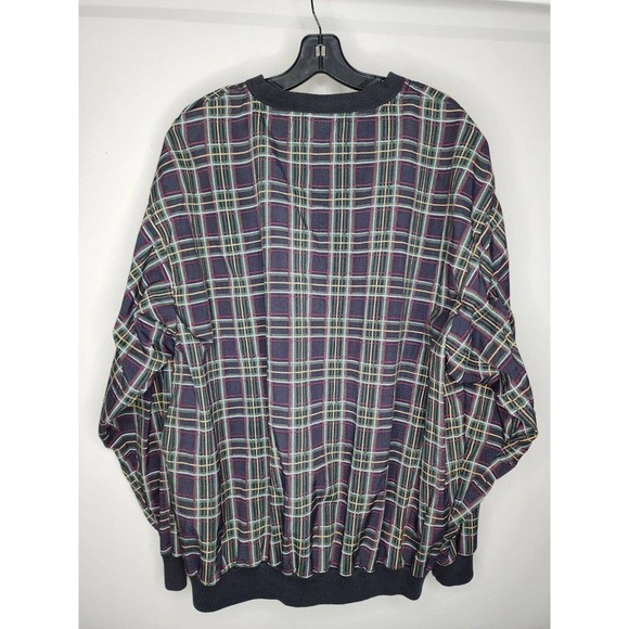 VTG 90s La Mode Mens Large Long Sleeve Plaid Nylon Pullover Golf Jacket Men's XL - Picture 2 of 8
